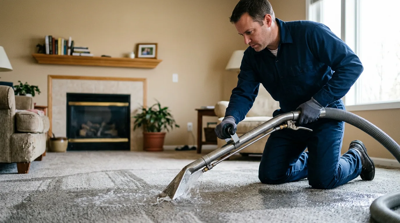 Water damage restoration technician working near Lakin, KS